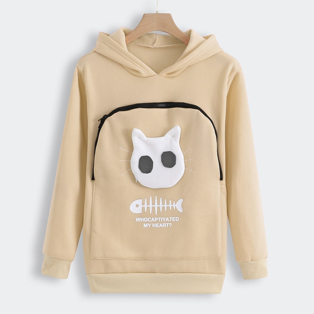 Pet Lover Hoodie | Cat Design Cotton Pouch Sweater
