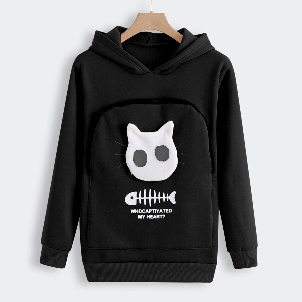 Pet Lover Hoodie | Cat Design Cotton Pouch Sweater