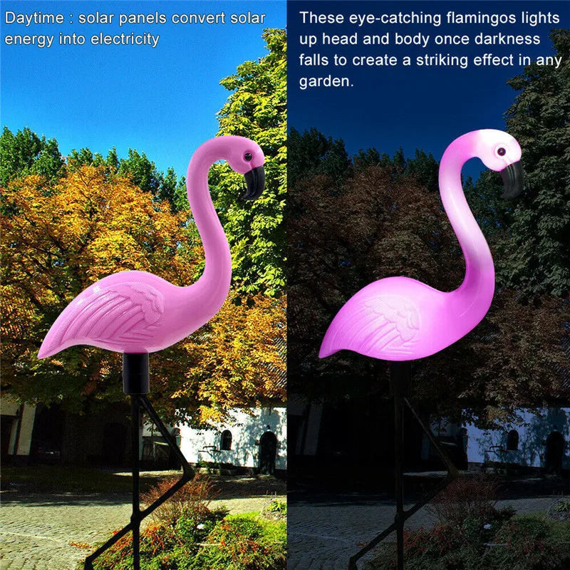Solar Garden Lights | Pink Flamingo Outdoor Stakes