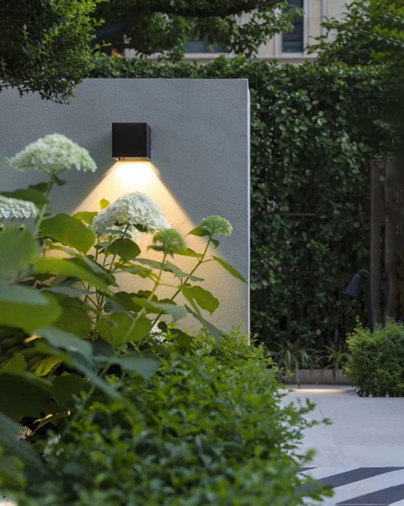 Modern Outdoor Wall Light | Solar Powered Cube Design