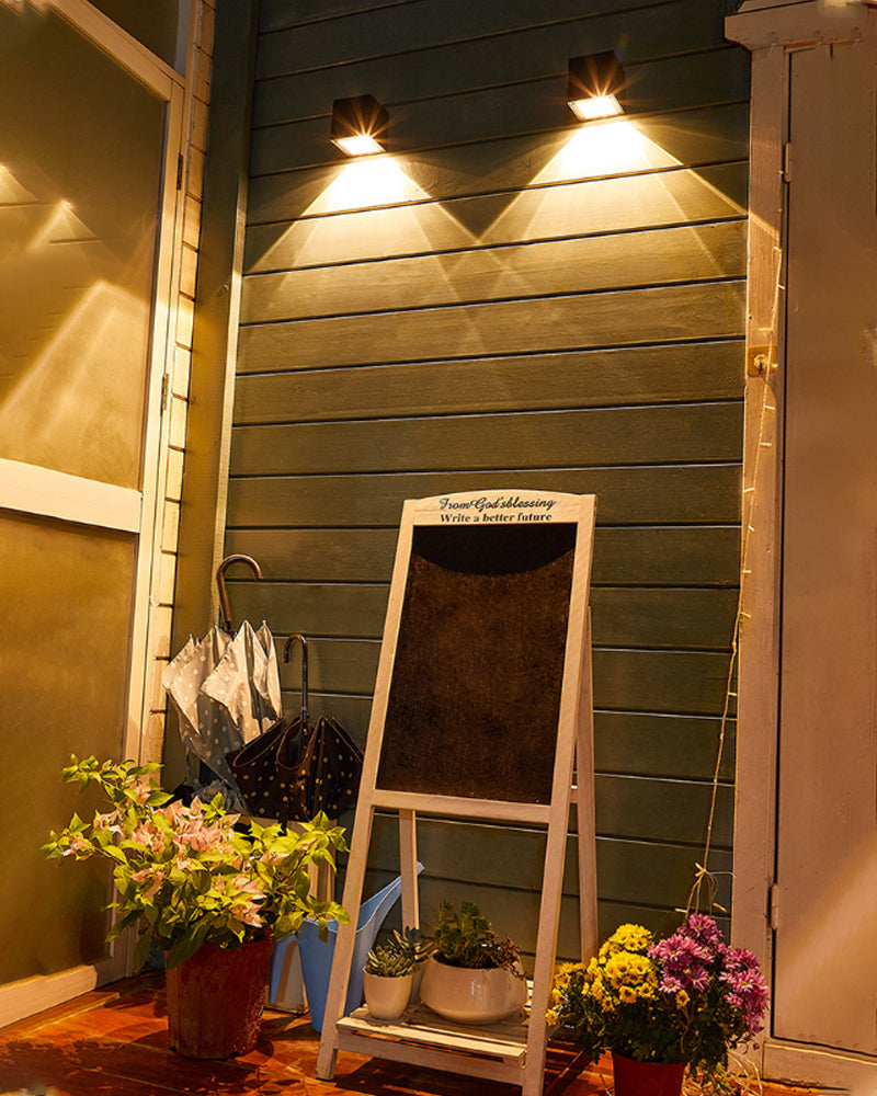Modern Outdoor Wall Light | Solar Powered Cube Design