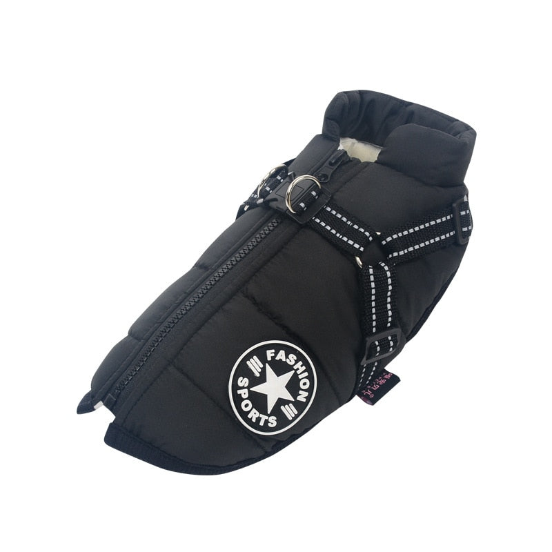 Winter Dog Coat | Built-In Safety Harness and Reflective Details
