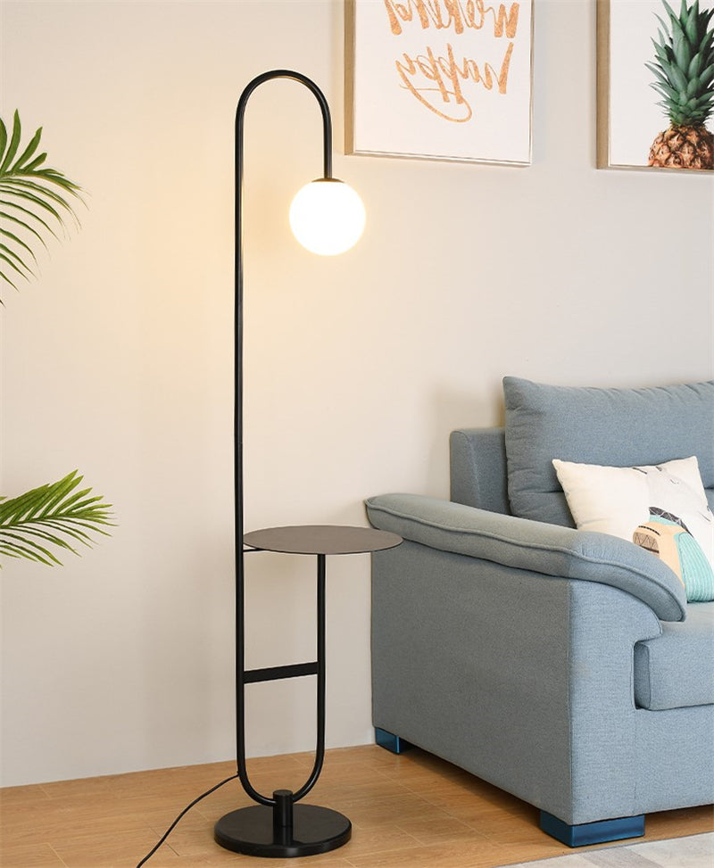 Modern Floor Lamp with Table | Brass and Marble Design
