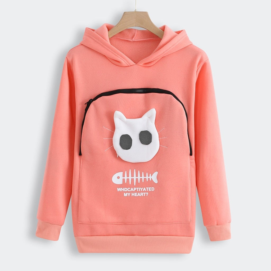 Pet Lover Hoodie | Cat Design Cotton Pouch Sweater