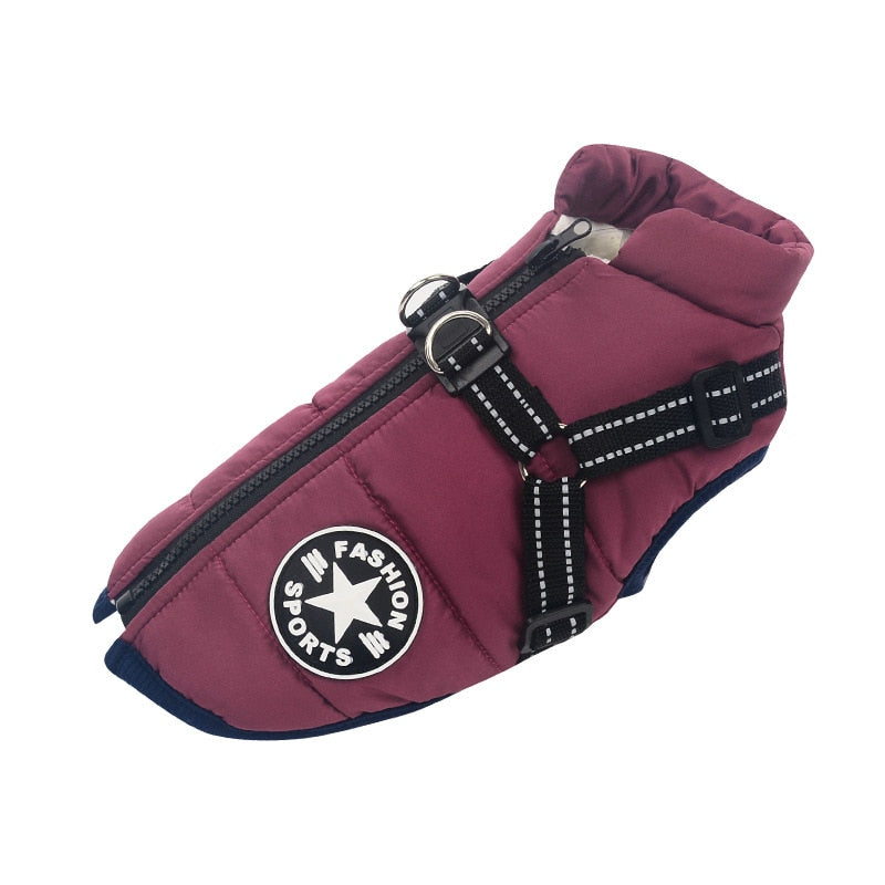 Winter Dog Coat | Built-In Safety Harness and Reflective Details