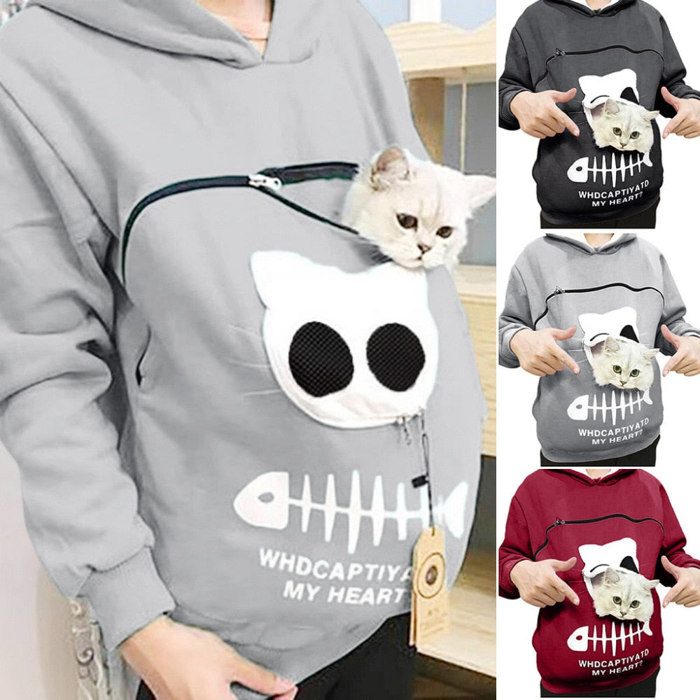 Pet Lover Hoodie | Cat Design Cotton Pouch Sweater