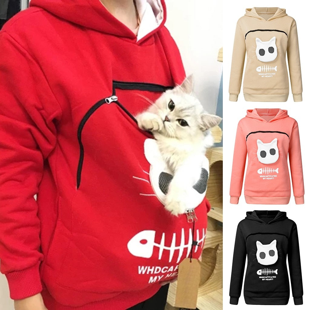 Pet Lover Hoodie | Cat Design Cotton Pouch Sweater