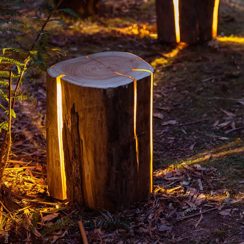Rustic Tree Stump Light | LED Garden Path Lamp