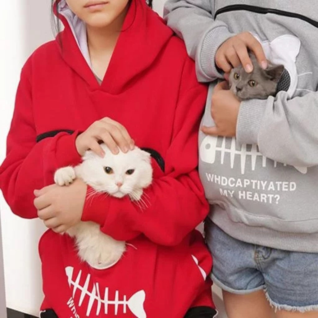 Pet Lover Hoodie | Cat Design Cotton Pouch Sweater