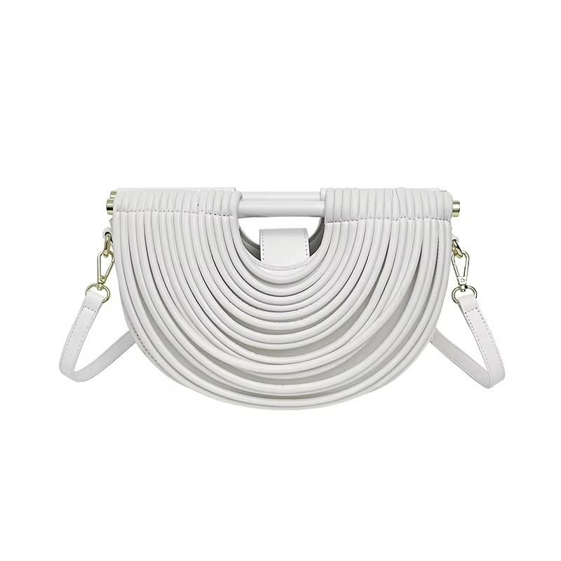 Metallic Evening Bag | Curved Rope Design Clutch