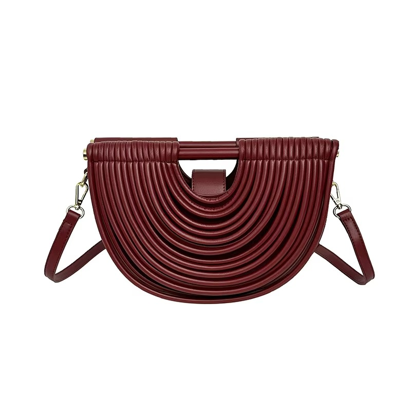 Metallic Evening Bag | Curved Rope Design Clutch