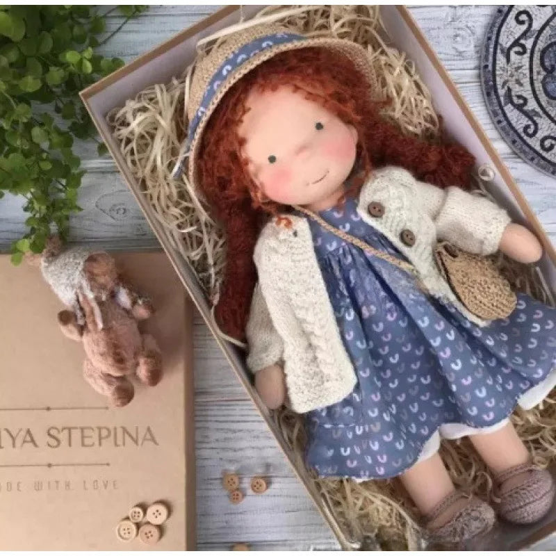 Handcrafted Cotton Doll | Waldorf-Inspired Plush Toy with Box Set