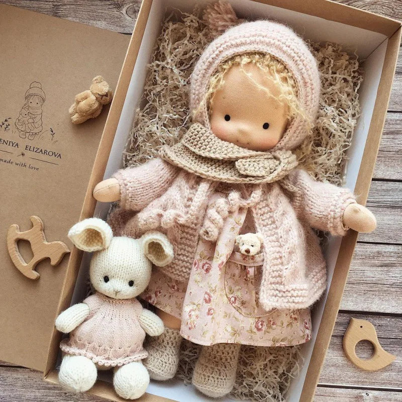 Handcrafted Cotton Doll | Waldorf-Inspired Plush Toy with Box Set