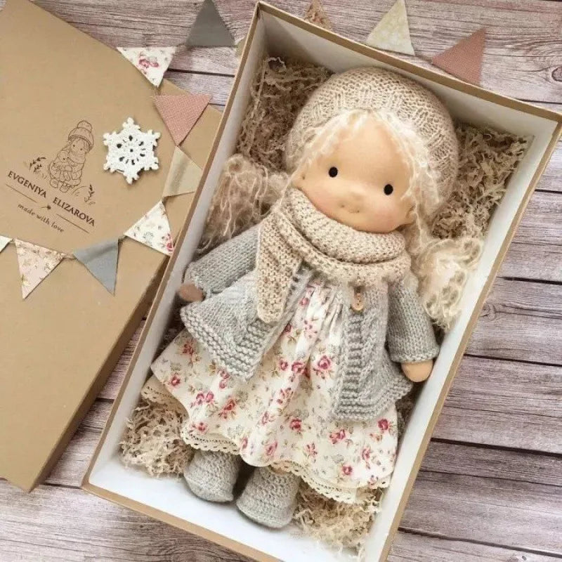 Handcrafted Cotton Doll | Waldorf-Inspired Plush Toy with Box Set