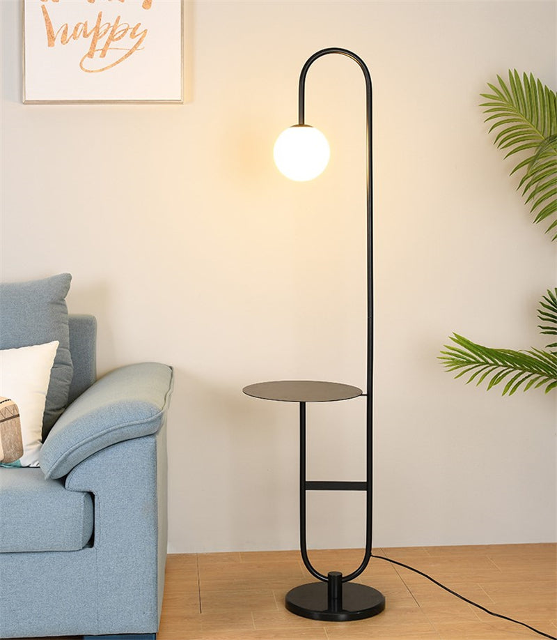 Modern Floor Lamp with Table | Brass and Marble Design