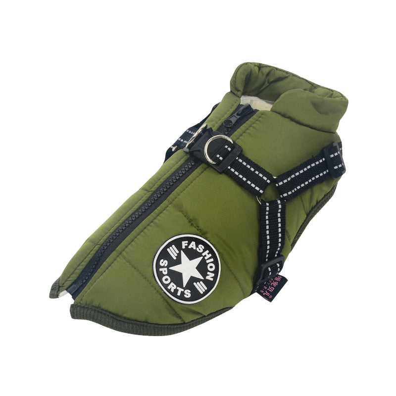 Winter Dog Coat | Built-In Safety Harness and Reflective Details