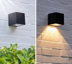 Modern Outdoor Wall Light | Solar Powered Cube Design