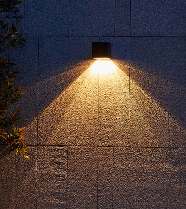 Modern Outdoor Wall Light | Solar Powered Cube Design
