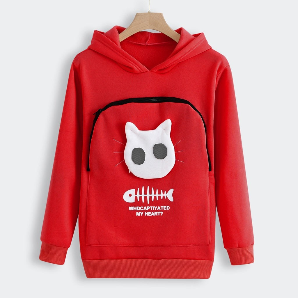 Pet Lover Hoodie | Cat Design Cotton Pouch Sweater
