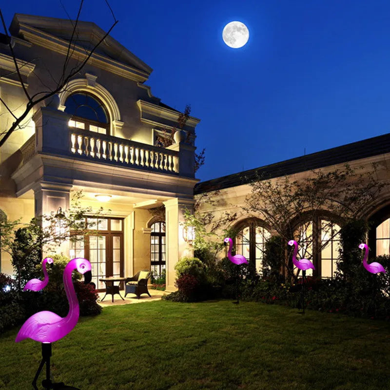 Solar Garden Lights | Pink Flamingo Outdoor Stakes