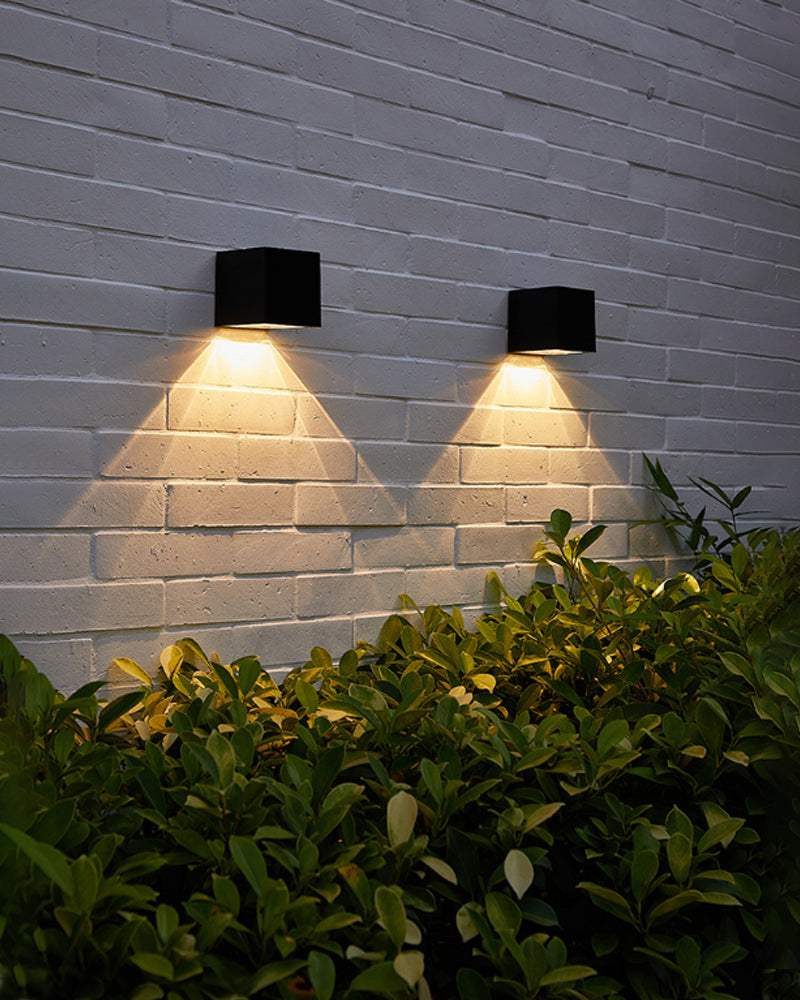 Modern Outdoor Wall Light | Solar Powered Cube Design