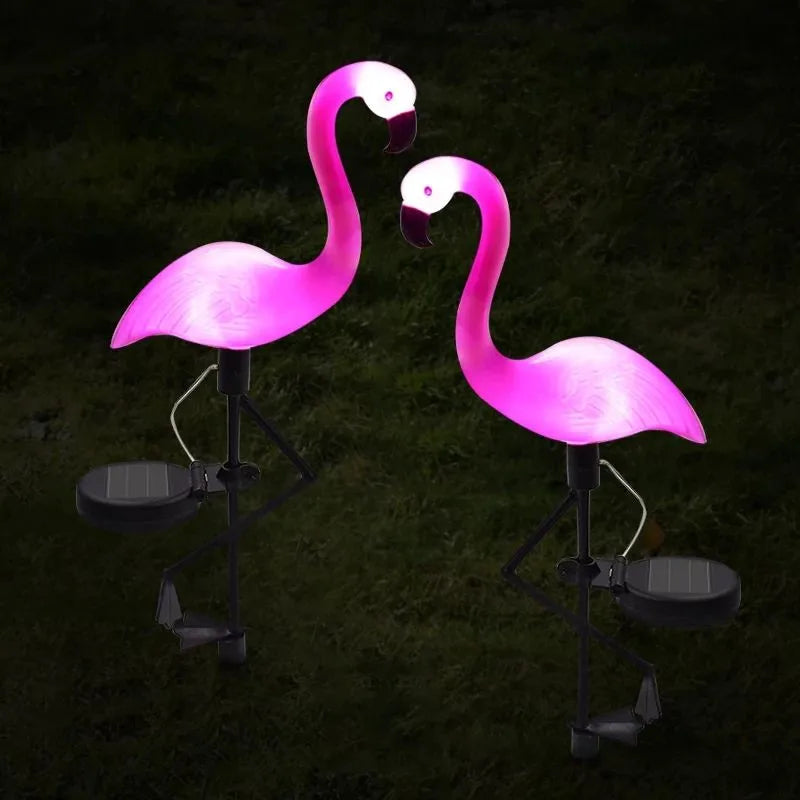 Solar Garden Lights | Pink Flamingo Outdoor Stakes