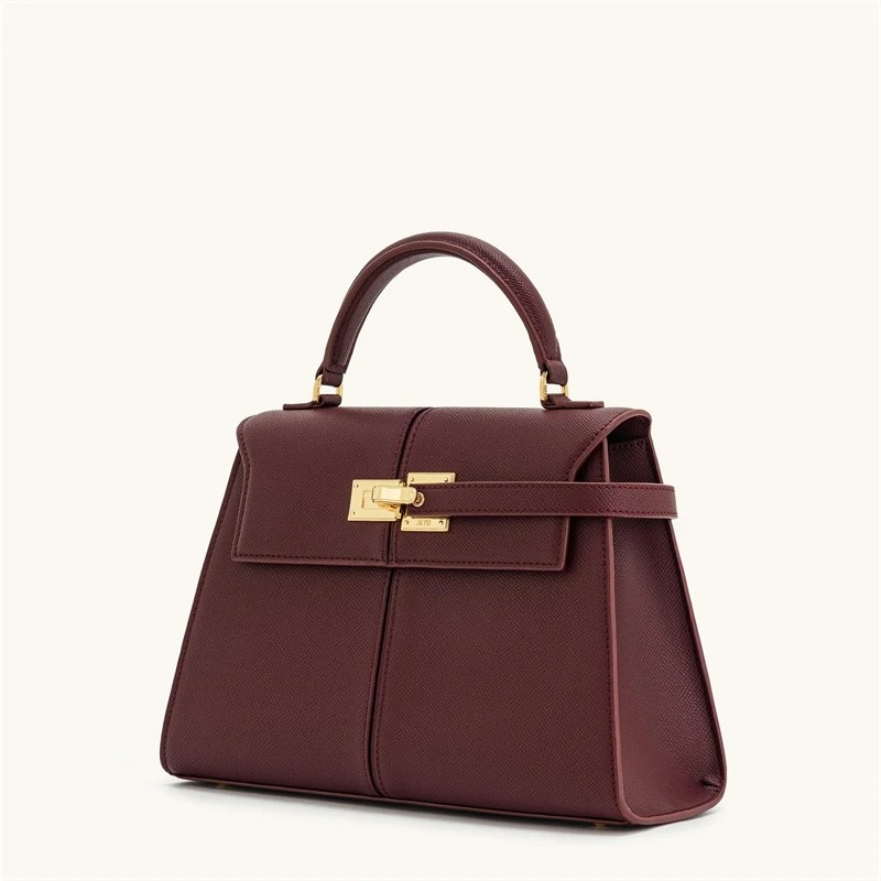 Classic Leather Top Handle Bag | Camel Brown Gold Hardware
