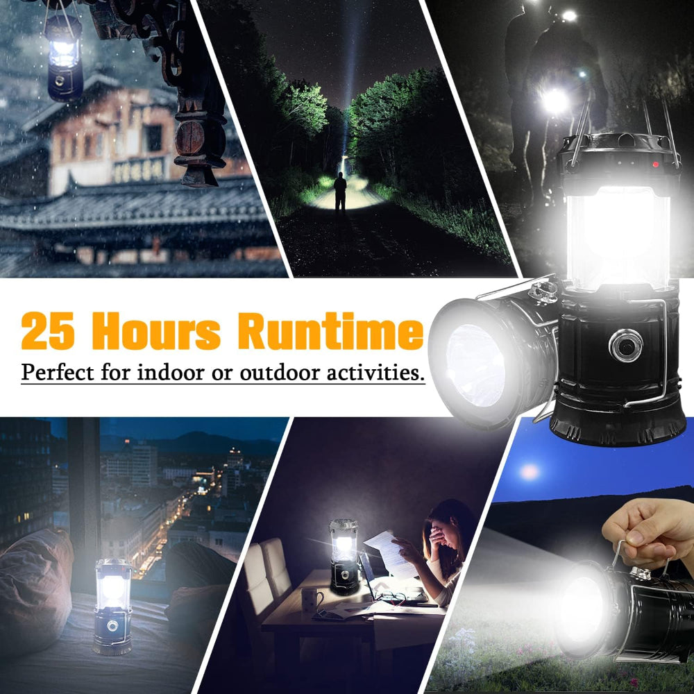Solar LED Camping Lantern | Rechargeable Power Bank Function