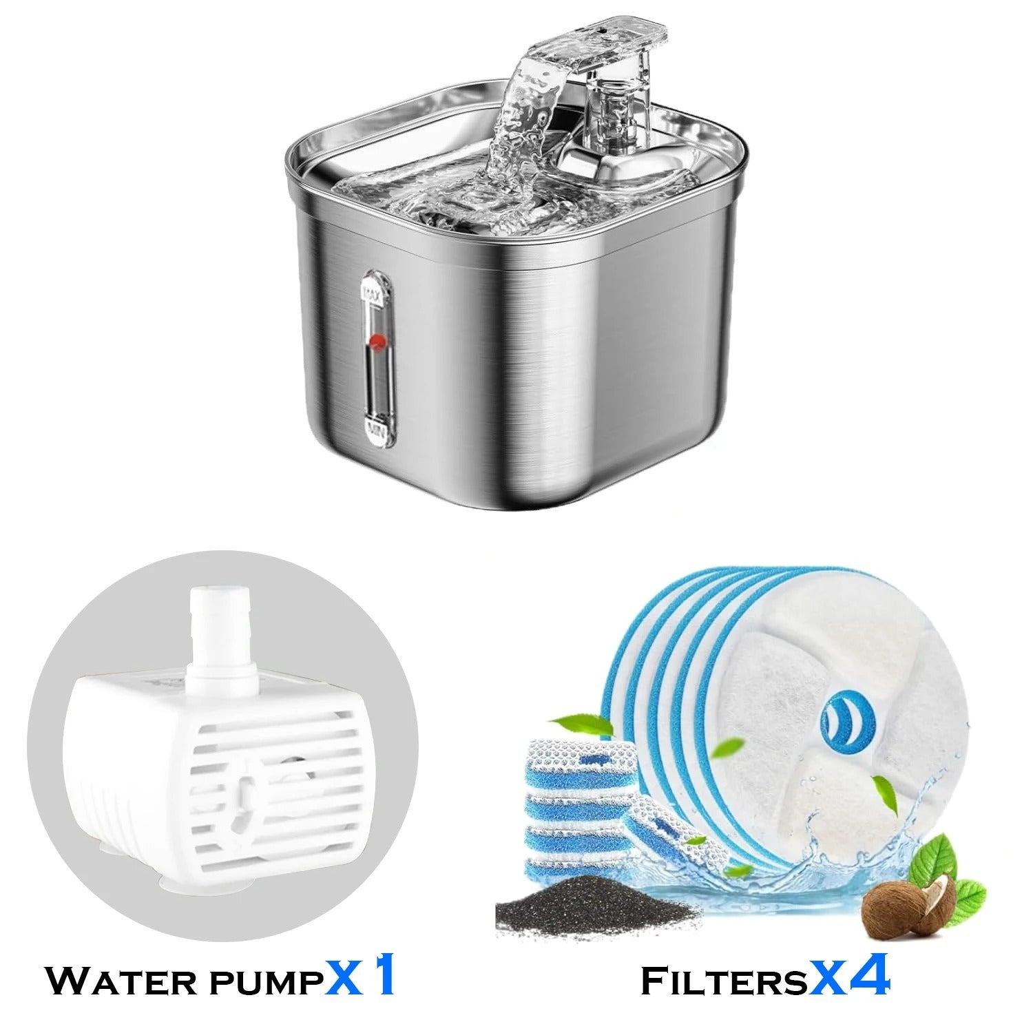 Stainless Steel Cat Water Fountain | 2.2L Automatic Pet Drinking Fountain