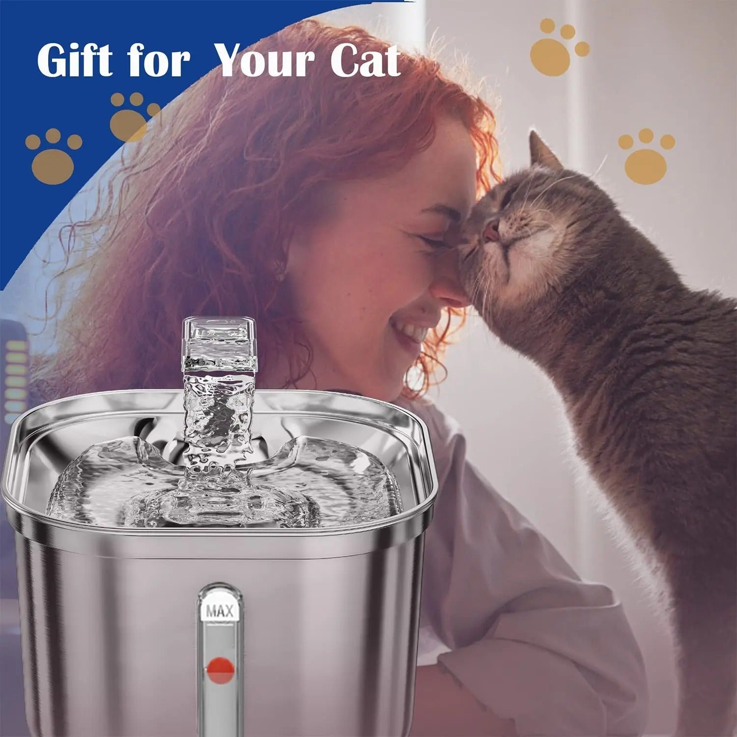 Stainless Steel Cat Water Fountain | 2.2L Automatic Pet Drinking Fountain