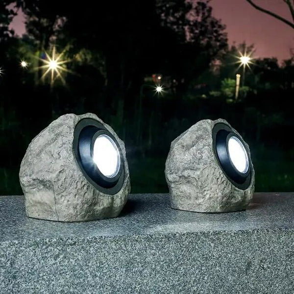 Solar Garden Rock Light | Natural Stone Landscape Illumination