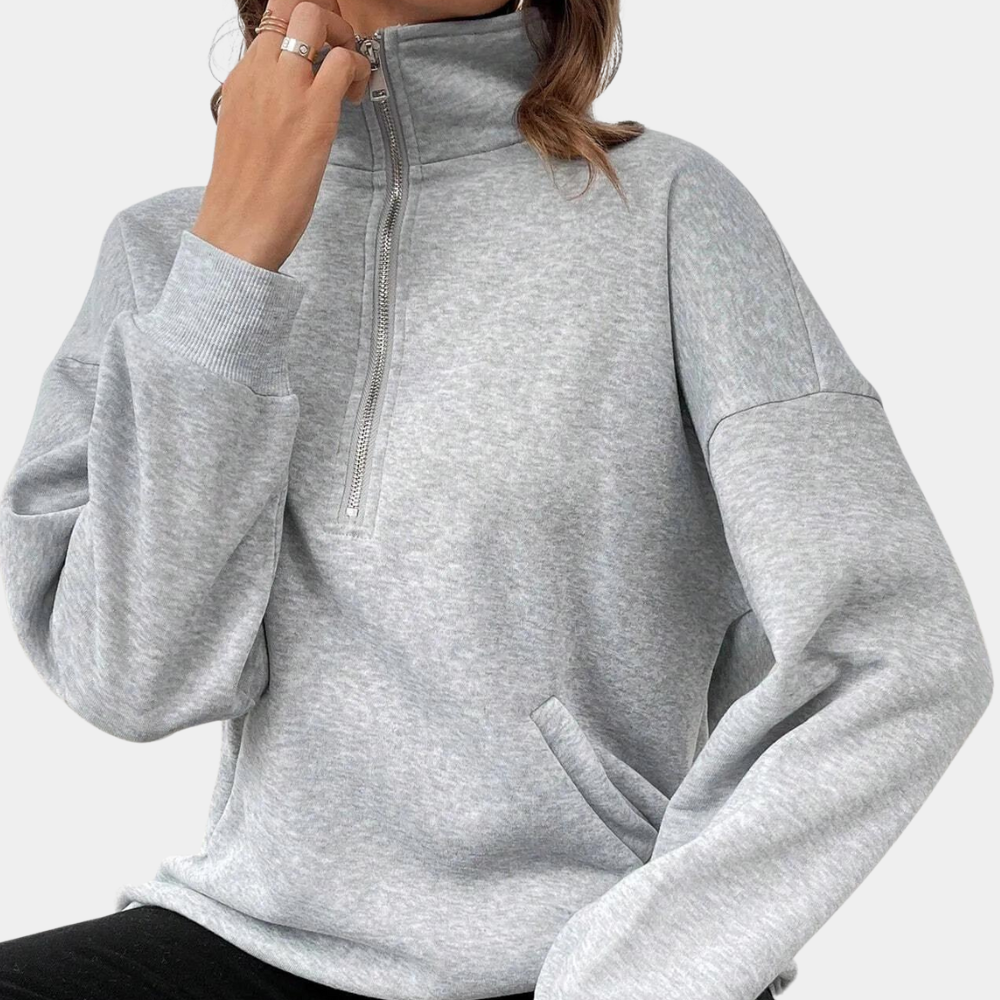 Half-Zip Sweatshirt Women | Casual Cotton Blend Pullover
