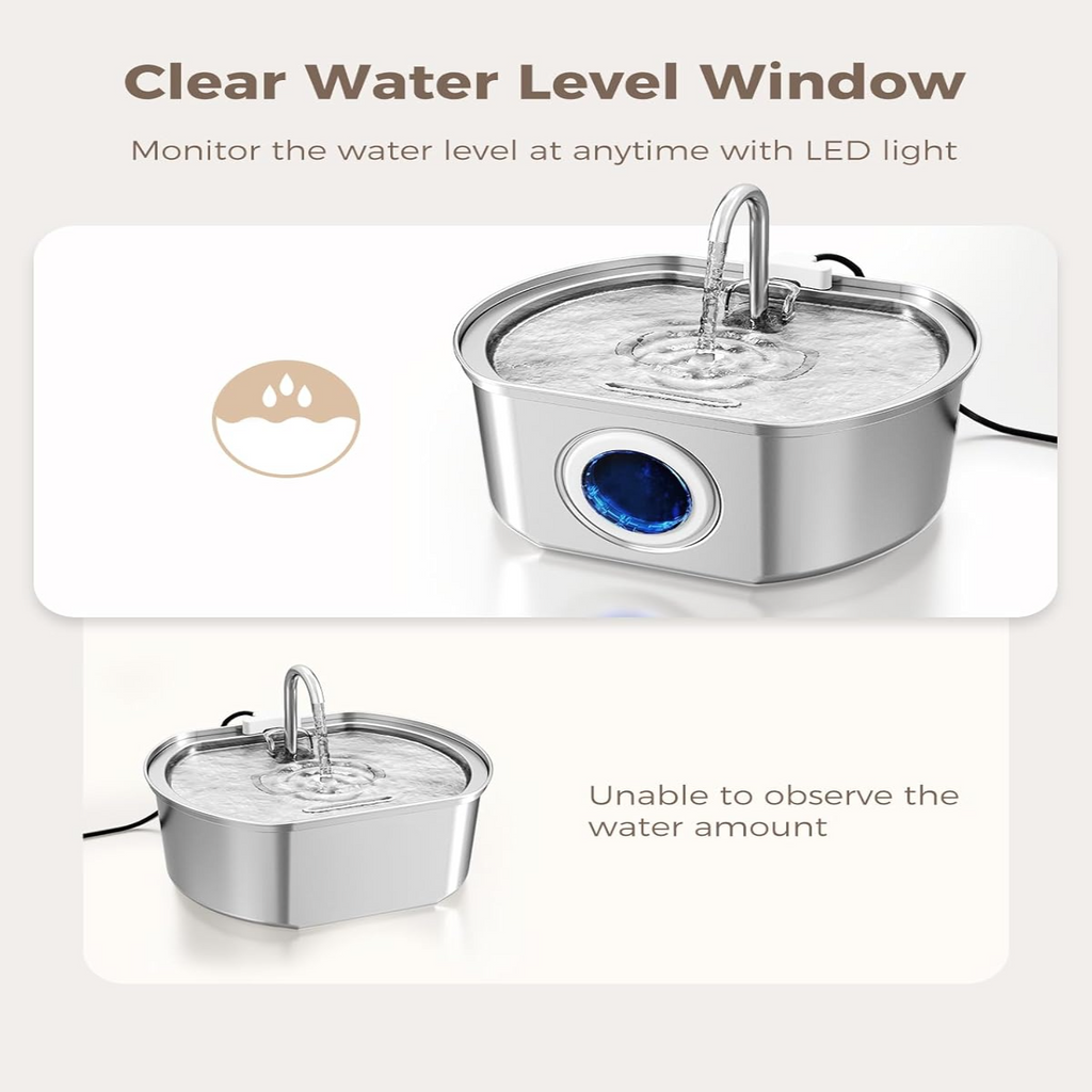 Pet Water Fountain | LED Indicator Stainless Steel Design