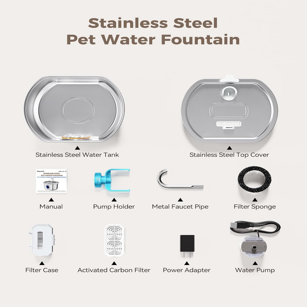 Pet Water Fountain | LED Indicator Stainless Steel Design