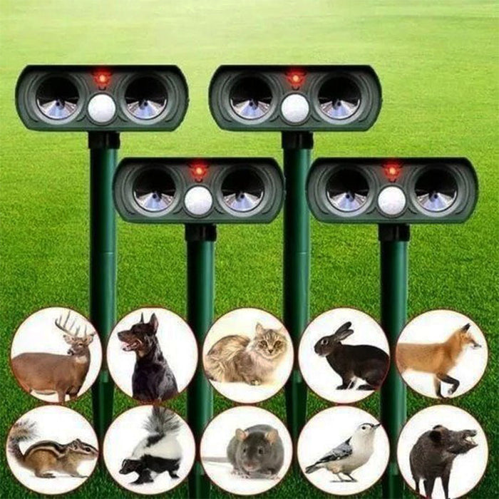 Solar Powered Animal Repeller | Motion Sensor Ultrasonic Defense