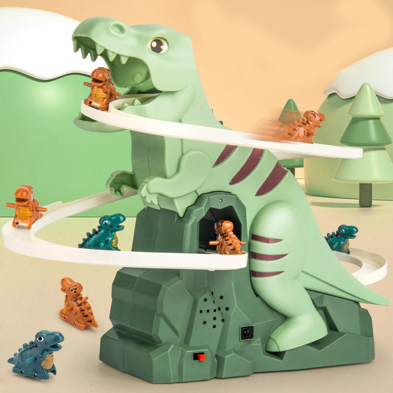 Interactive Dinosaur Track Set | LED Light Race Course With Climbing Cars
