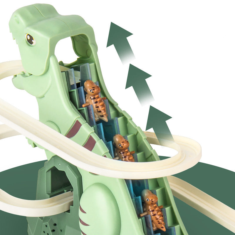 Interactive Dinosaur Track Set | LED Light Race Course With Climbing Cars