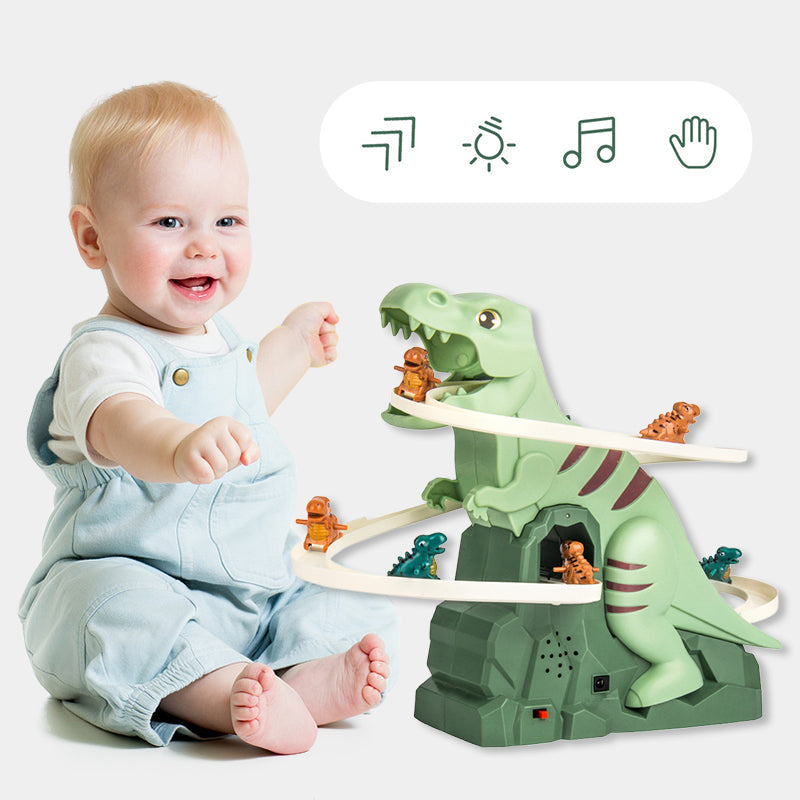 Interactive Dinosaur Track Set | LED Light Race Course With Climbing Cars