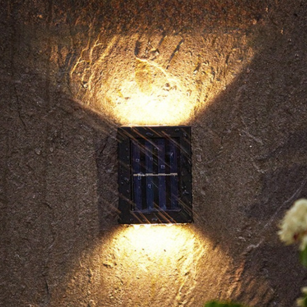 Modern Solar Wall Lights | Dual Beam Outdoor LED Sconces