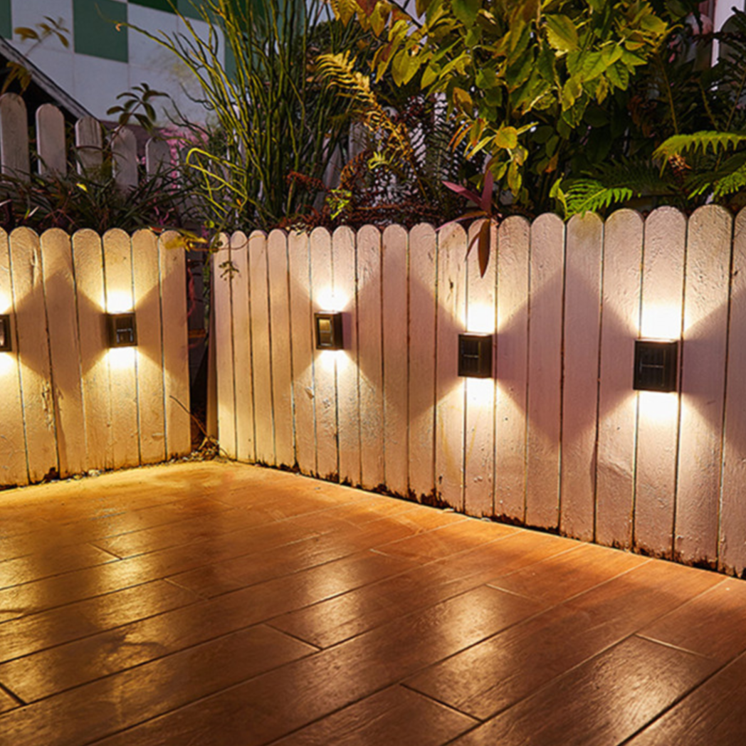 Modern Solar Wall Lights | Dual Beam Outdoor LED Sconces