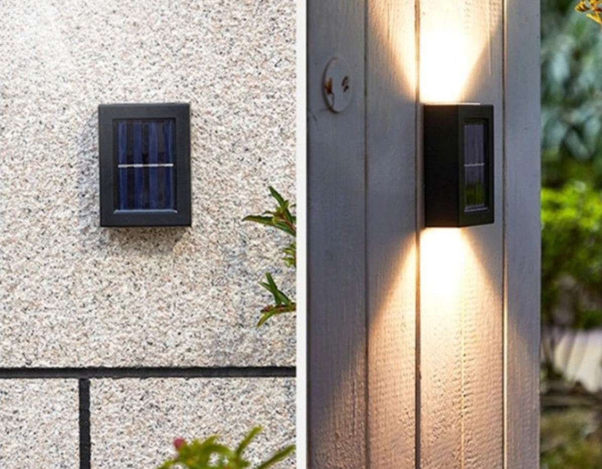 Modern Solar Wall Lights | Dual Beam Outdoor LED Sconces