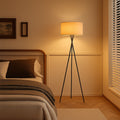 Modern Tripod Floor Lamp | Fabric Shade with Metal Base