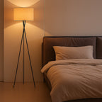 Modern Tripod Floor Lamp | Fabric Shade with Metal Base