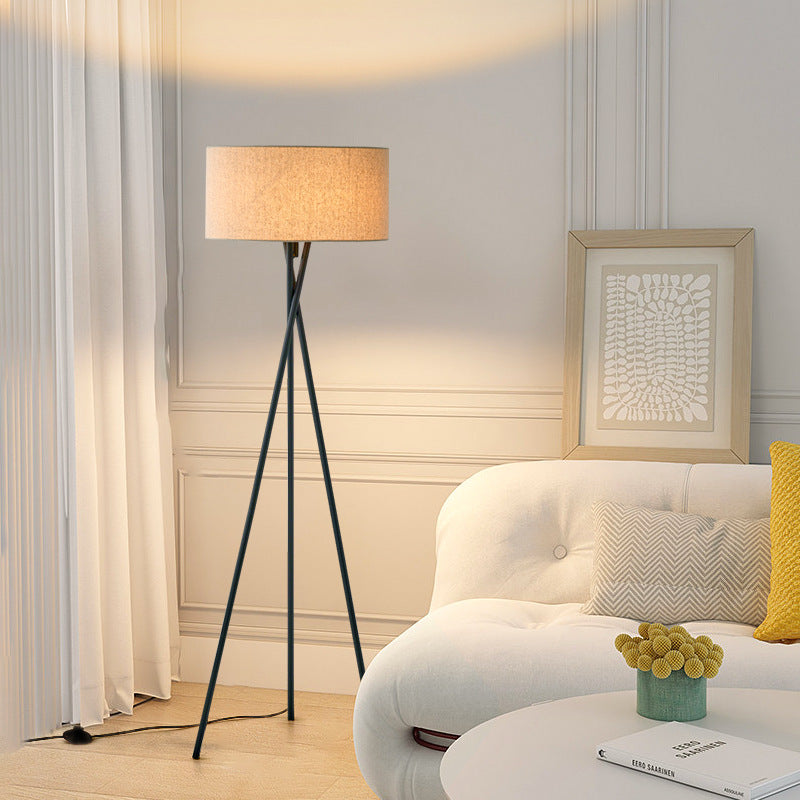 Modern Tripod Floor Lamp | Fabric Shade with Metal Base