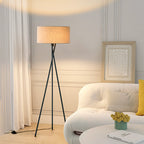 Modern Tripod Floor Lamp | Fabric Shade with Metal Base