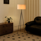 Modern Tripod Floor Lamp | Fabric Shade with Metal Base