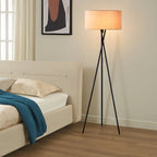 Modern Tripod Floor Lamp | Fabric Shade with Metal Base