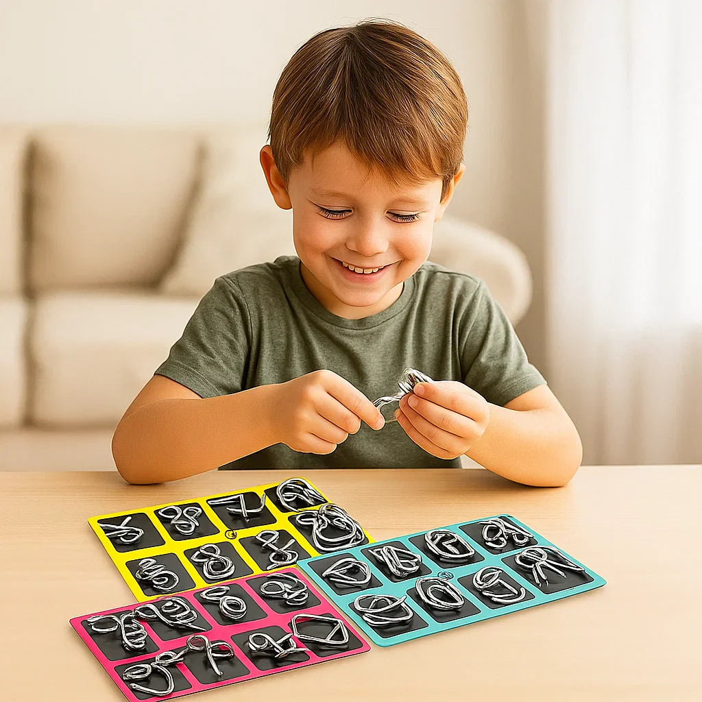 Metal Brain Teaser Puzzle Set | 36 Educational Logic Challenges for Kids