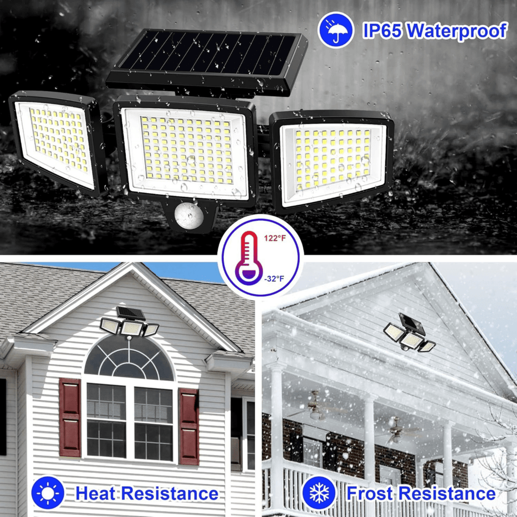 Solar Motion Security Light | Three Adjustable LED Heads with Remote