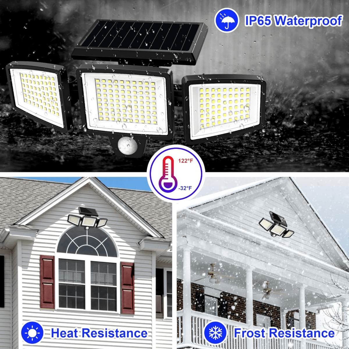 Solar Motion Security Light | Three Adjustable LED Heads with Remote